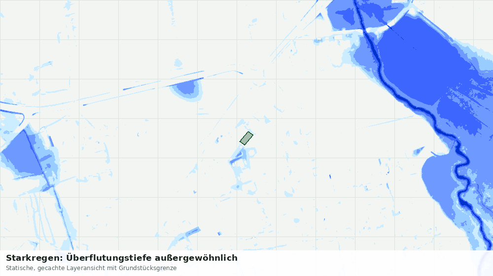 Statische Kartenansicht: Starkregen: Überflutungstiefe außergewöhnlich