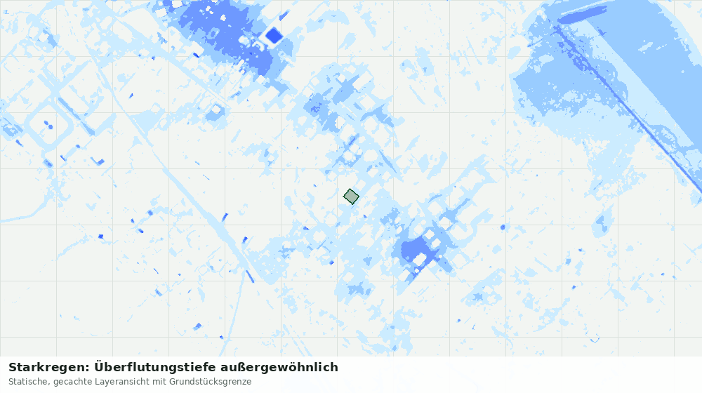 Statische Kartenansicht: Starkregen: Überflutungstiefe außergewöhnlich