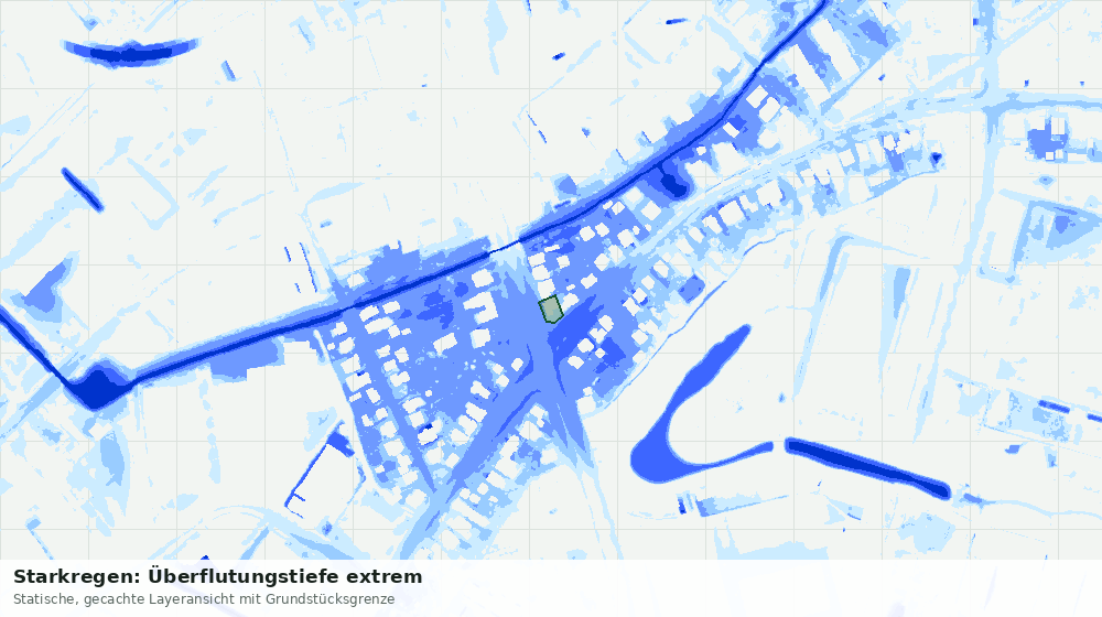 Statische Kartenansicht: Starkregen: Überflutungstiefe extrem