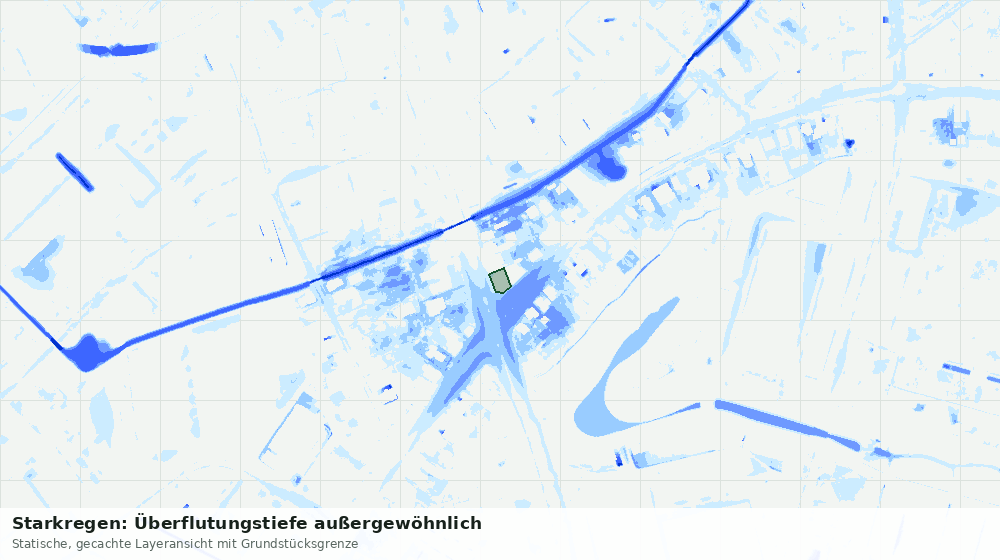 Statische Kartenansicht: Starkregen: Überflutungstiefe außergewöhnlich