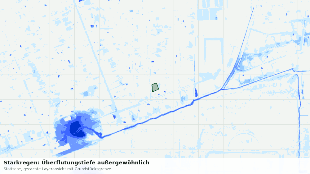 Statische Kartenansicht: Starkregen: Überflutungstiefe außergewöhnlich