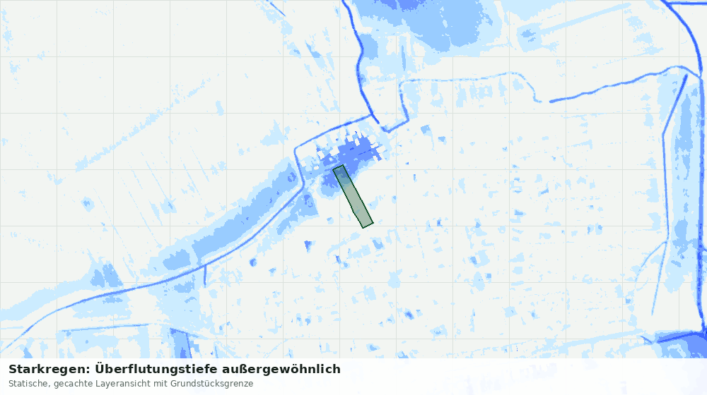 Statische Kartenansicht: Starkregen: Überflutungstiefe außergewöhnlich