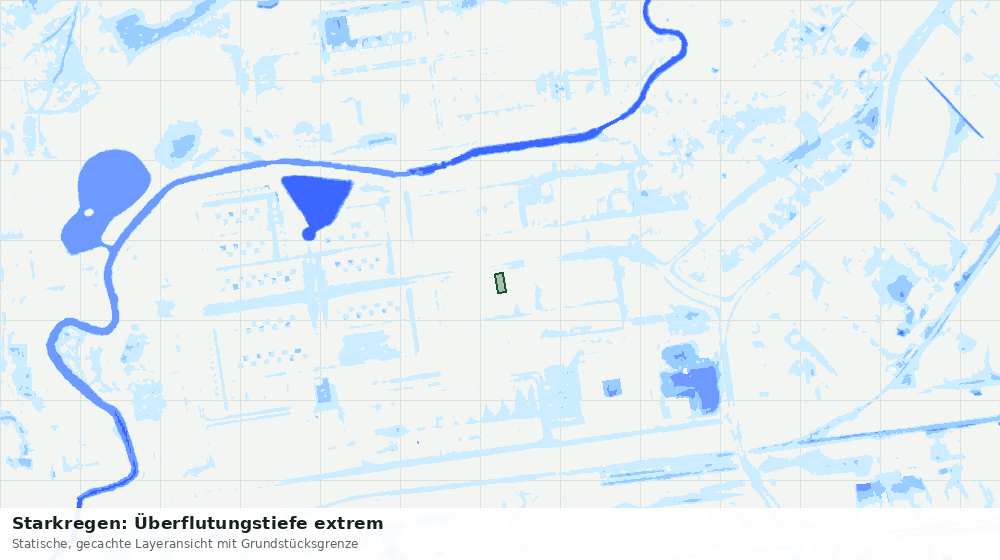 Statische Kartenansicht: Starkregen: Überflutungstiefe extrem