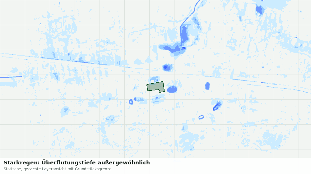 Statische Kartenansicht: Starkregen: Überflutungstiefe außergewöhnlich