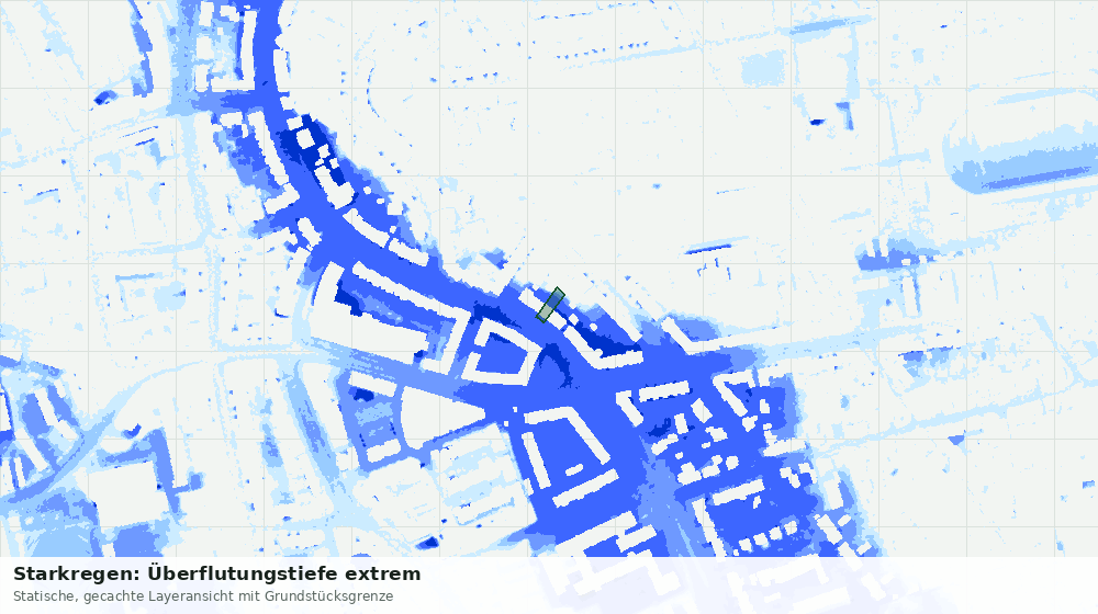 Statische Kartenansicht: Starkregen: Überflutungstiefe extrem