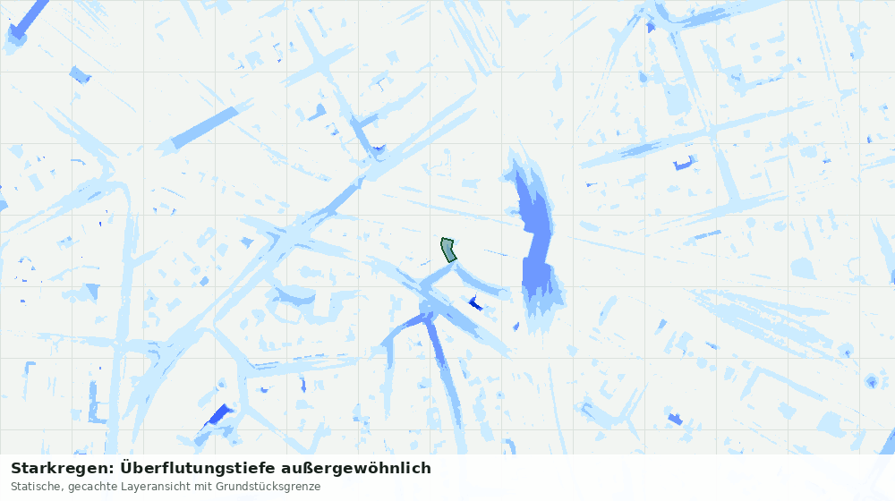 Statische Kartenansicht: Starkregen: Überflutungstiefe außergewöhnlich