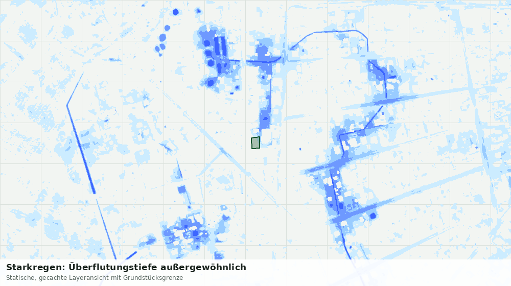 Statische Kartenansicht: Starkregen: Überflutungstiefe außergewöhnlich