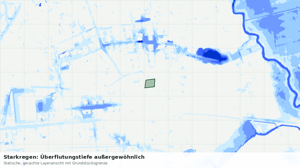 Statische Kartenansicht: Starkregen: Überflutungstiefe außergewöhnlich