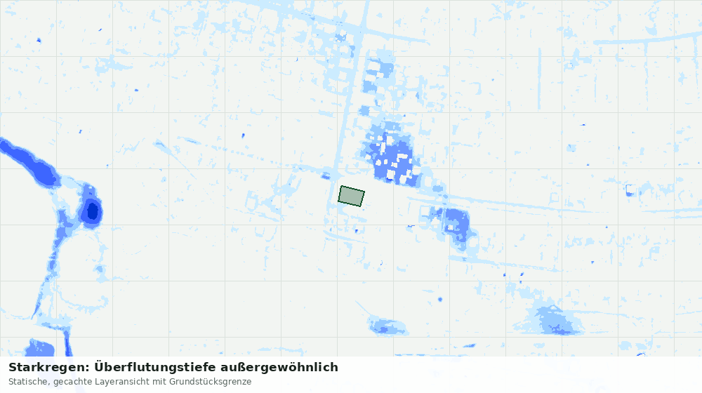 Statische Kartenansicht: Starkregen: Überflutungstiefe außergewöhnlich