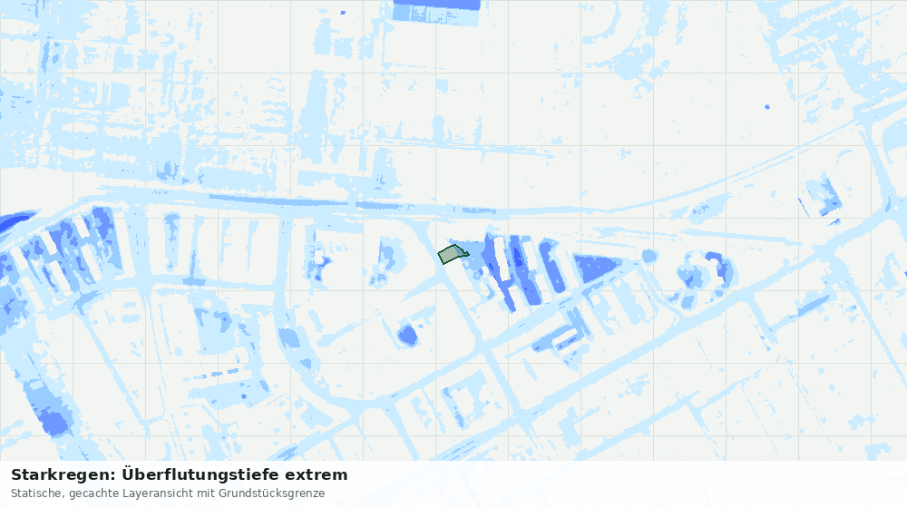 Statische Kartenansicht: Starkregen: Überflutungstiefe extrem