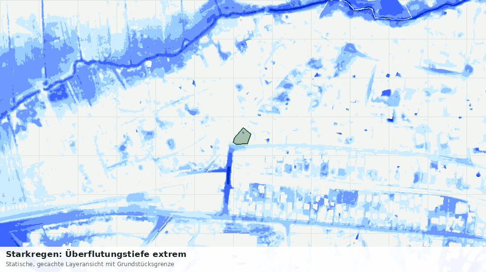 Statische Kartenansicht: Starkregen: Überflutungstiefe extrem