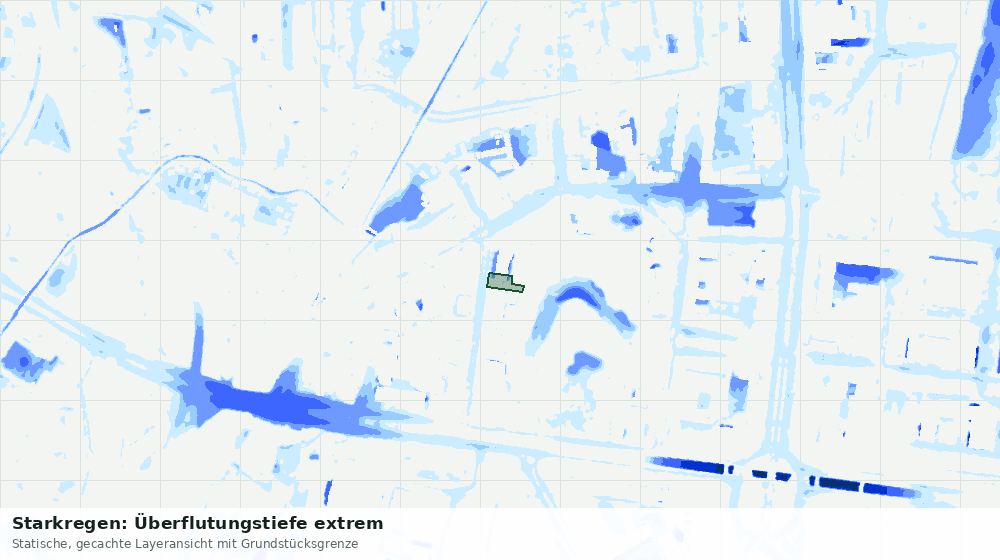 Statische Kartenansicht: Starkregen: Überflutungstiefe extrem