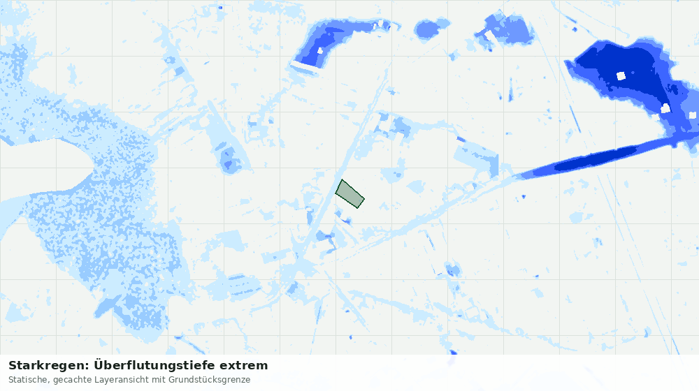 Statische Kartenansicht: Starkregen: Überflutungstiefe extrem