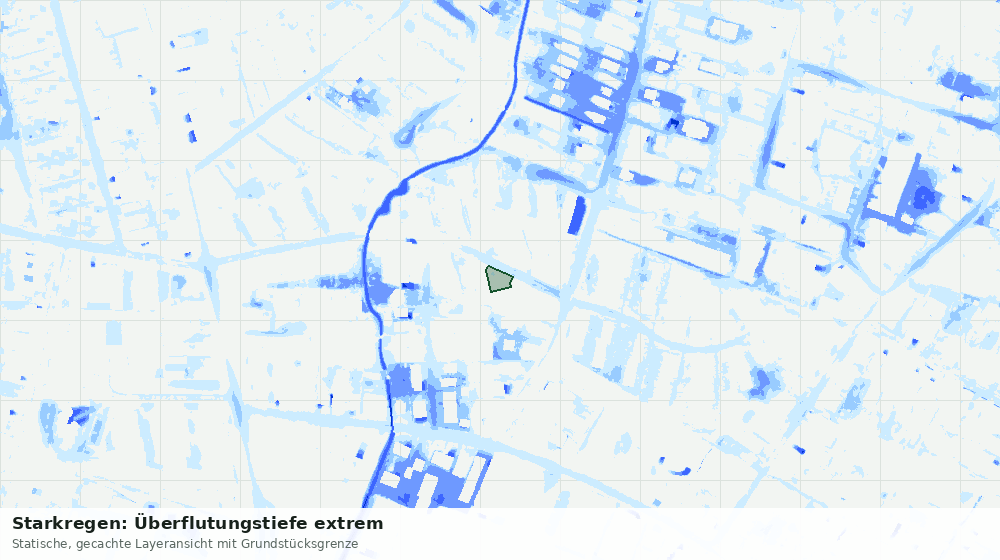 Statische Kartenansicht: Starkregen: Überflutungstiefe extrem