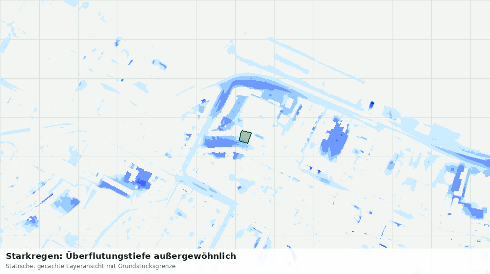 Statische Kartenansicht: Starkregen: Überflutungstiefe außergewöhnlich