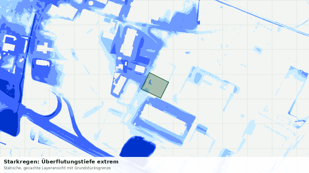 Statische Kartenansicht: Starkregen: Überflutungstiefe extrem