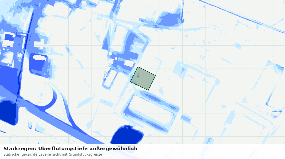 Statische Kartenansicht: Starkregen: Überflutungstiefe außergewöhnlich