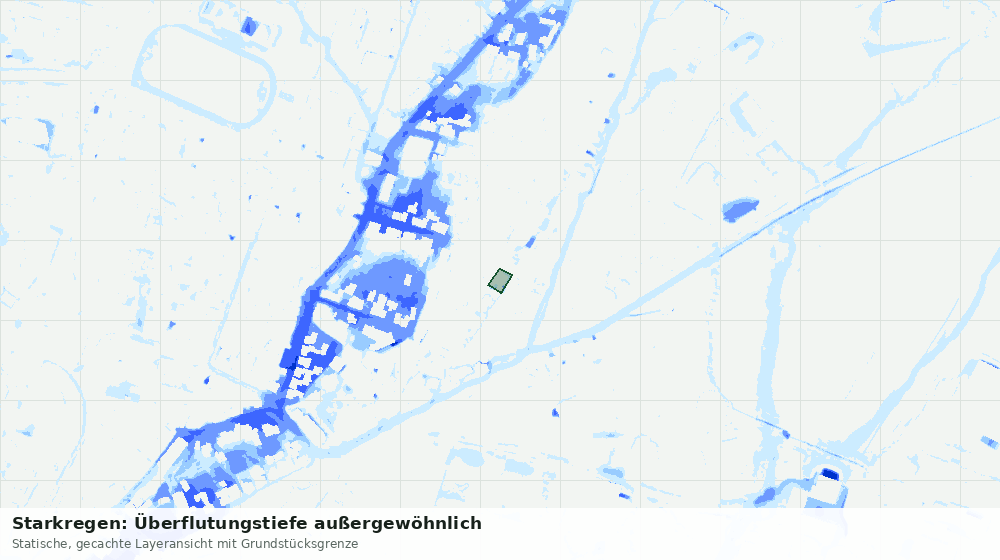 Statische Kartenansicht: Starkregen: Überflutungstiefe außergewöhnlich