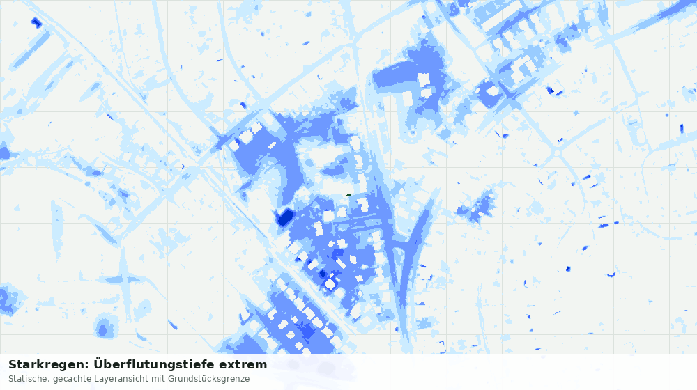 Statische Kartenansicht: Starkregen: Überflutungstiefe extrem