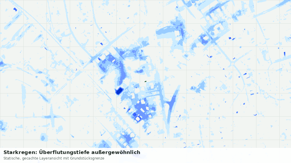 Statische Kartenansicht: Starkregen: Überflutungstiefe außergewöhnlich