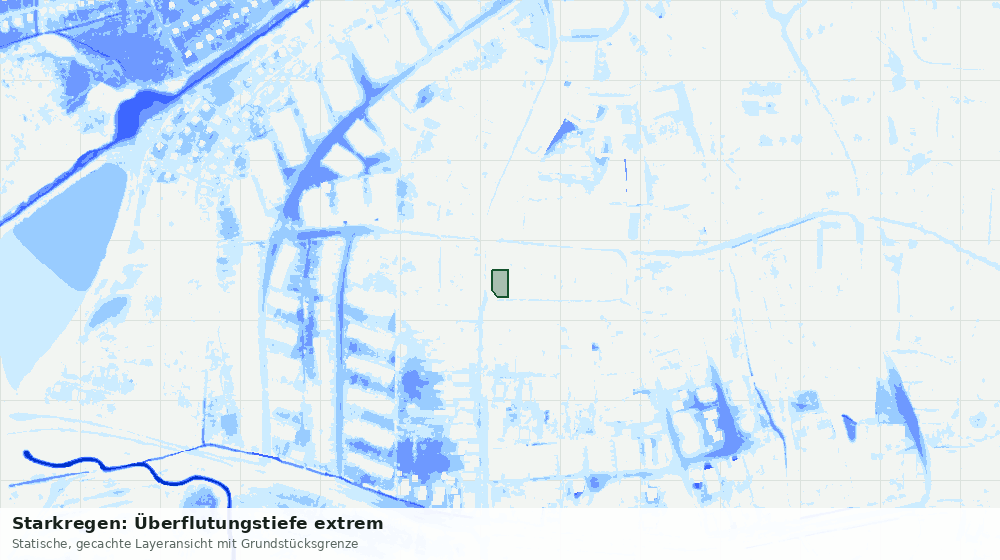 Statische Kartenansicht: Starkregen: Überflutungstiefe extrem