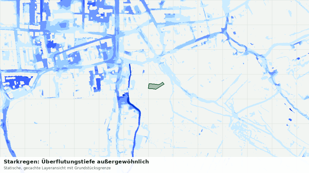 Statische Kartenansicht: Starkregen: Überflutungstiefe außergewöhnlich