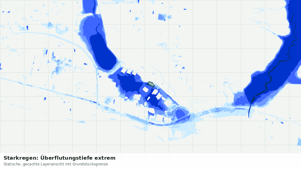 Statische Kartenansicht: Starkregen: Überflutungstiefe extrem