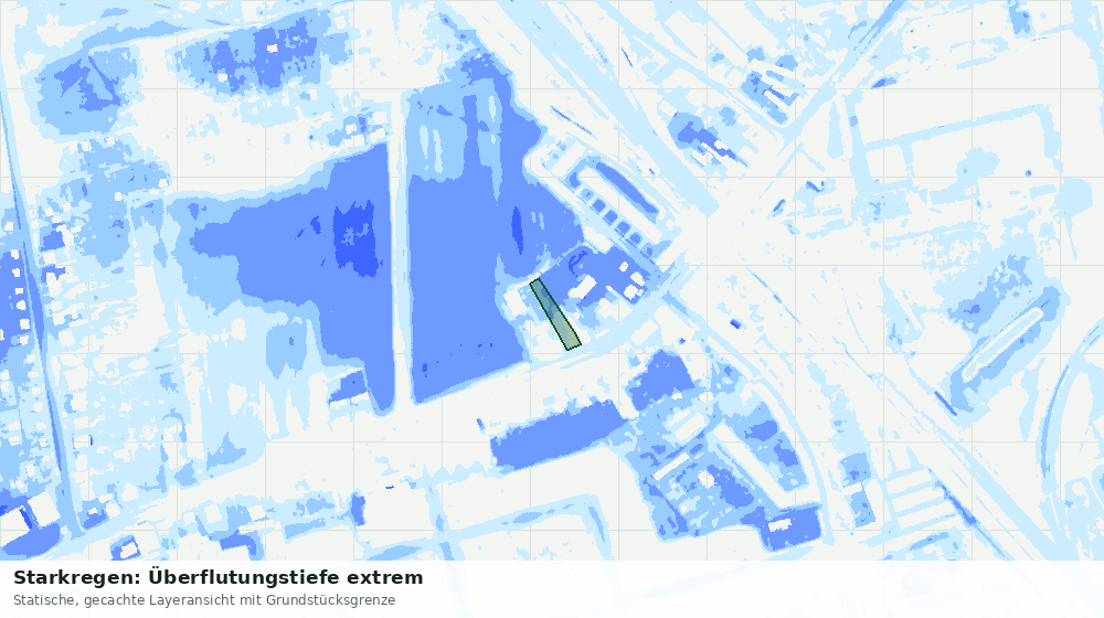 Statische Kartenansicht: Starkregen: Überflutungstiefe extrem