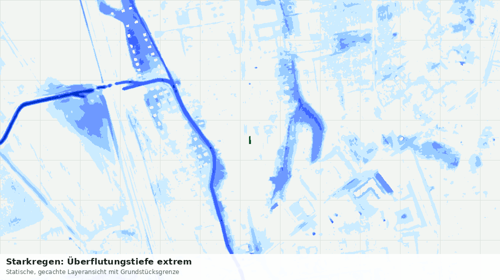 Statische Kartenansicht: Starkregen: Überflutungstiefe extrem