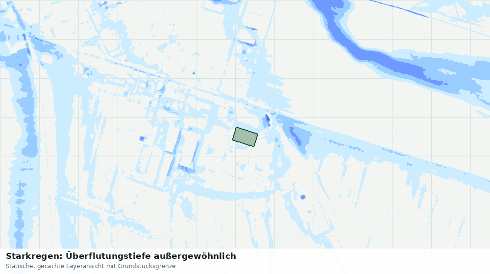 Statische Kartenansicht: Starkregen: Überflutungstiefe außergewöhnlich