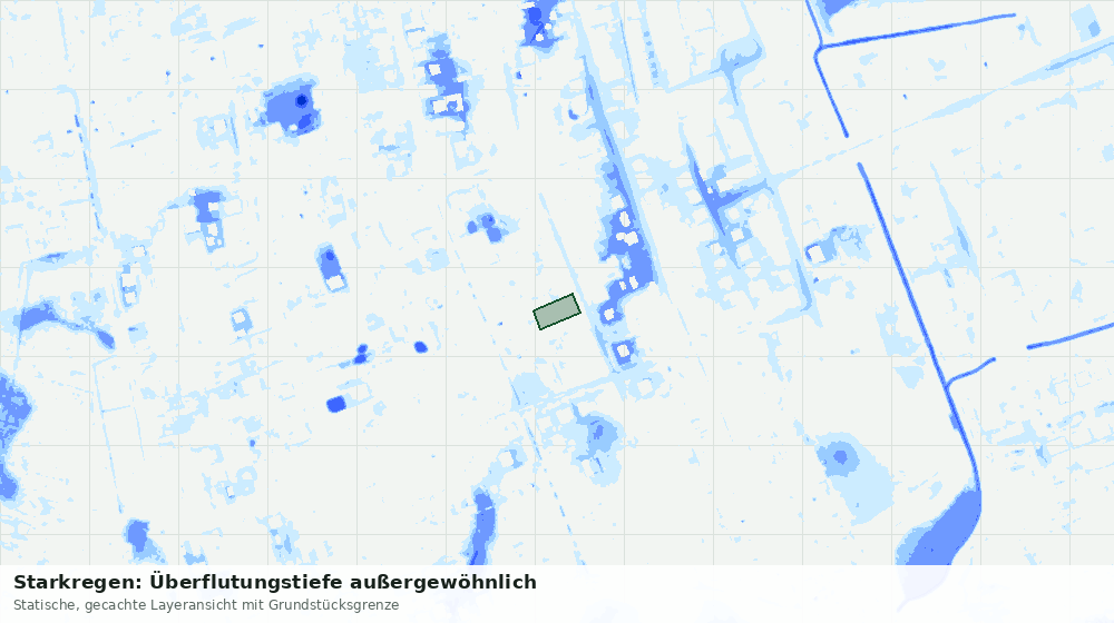 Statische Kartenansicht: Starkregen: Überflutungstiefe außergewöhnlich