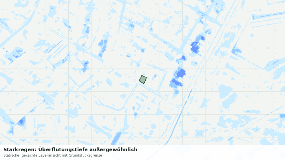 Statische Kartenansicht: Starkregen: Überflutungstiefe außergewöhnlich