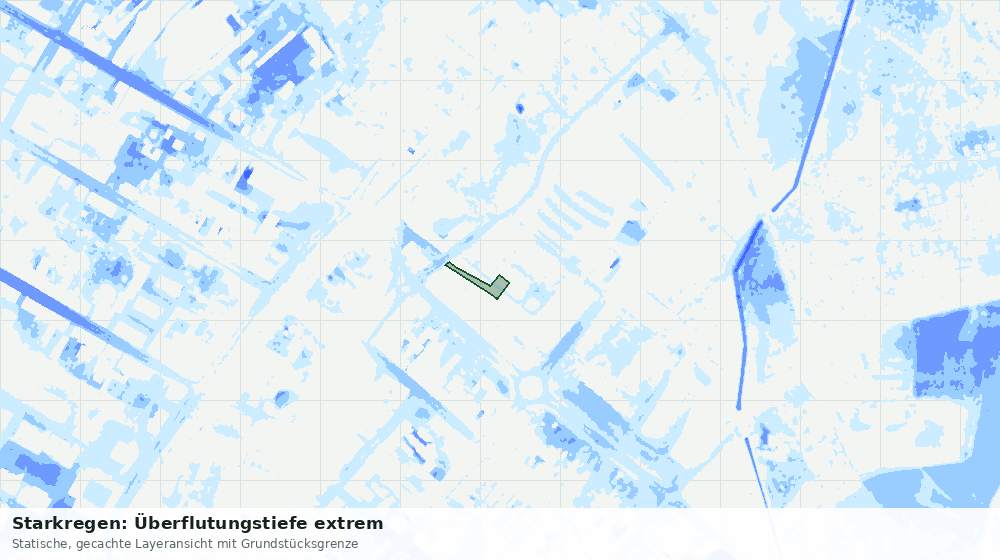 Statische Kartenansicht: Starkregen: Überflutungstiefe extrem