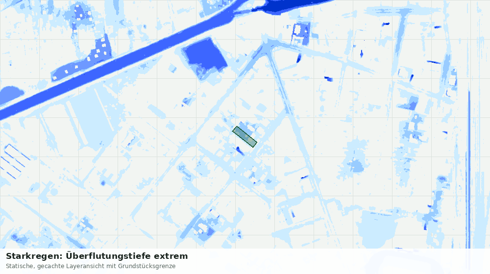 Statische Kartenansicht: Starkregen: Überflutungstiefe extrem