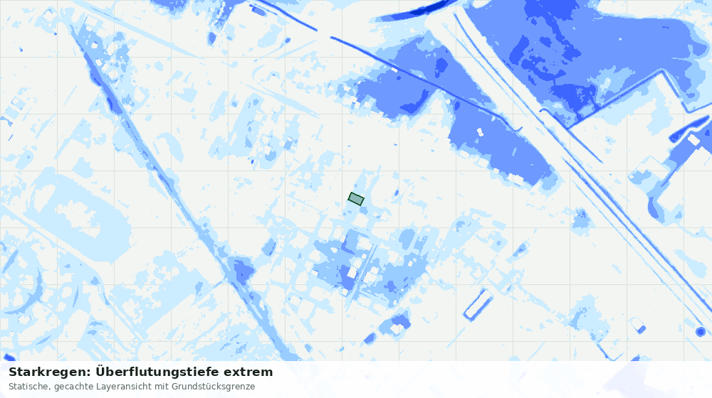 Statische Kartenansicht: Starkregen: Überflutungstiefe extrem