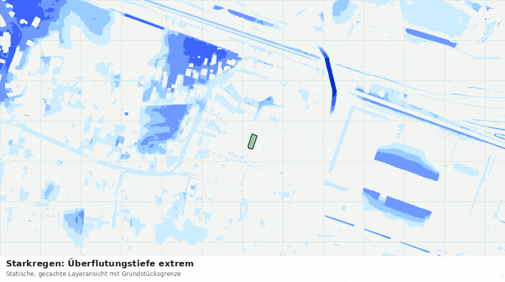 Statische Kartenansicht: Starkregen: Überflutungstiefe extrem
