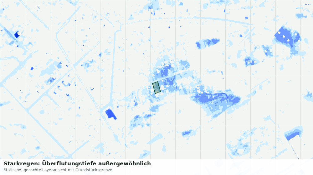 Statische Kartenansicht: Starkregen: Überflutungstiefe außergewöhnlich