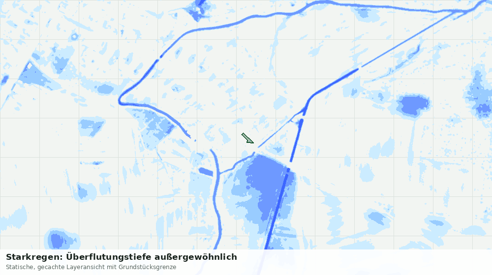 Statische Kartenansicht: Starkregen: Überflutungstiefe außergewöhnlich