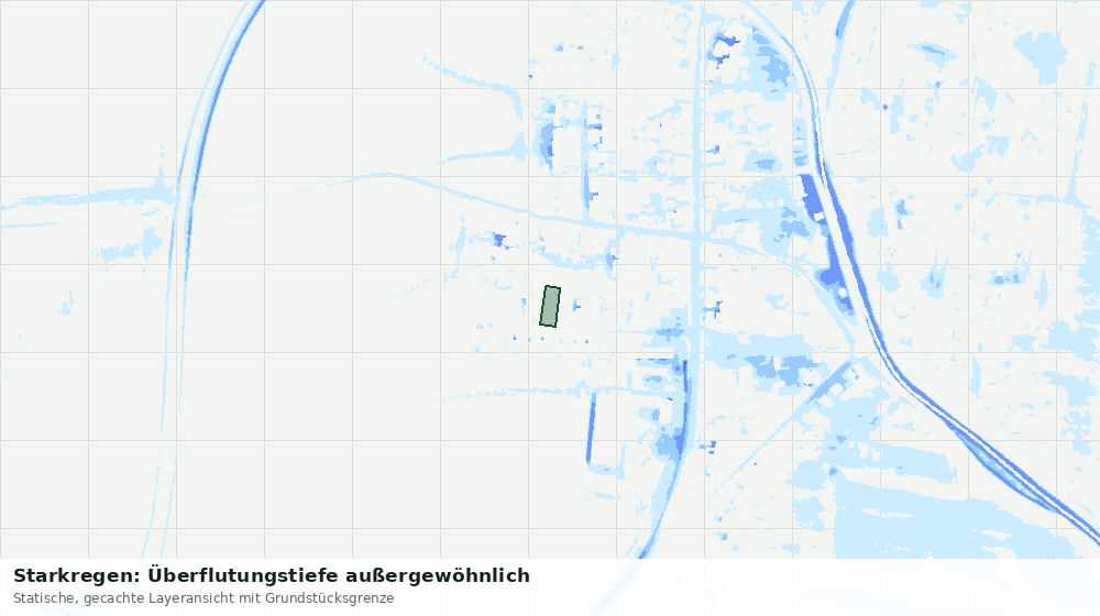 Statische Kartenansicht: Starkregen: Überflutungstiefe außergewöhnlich