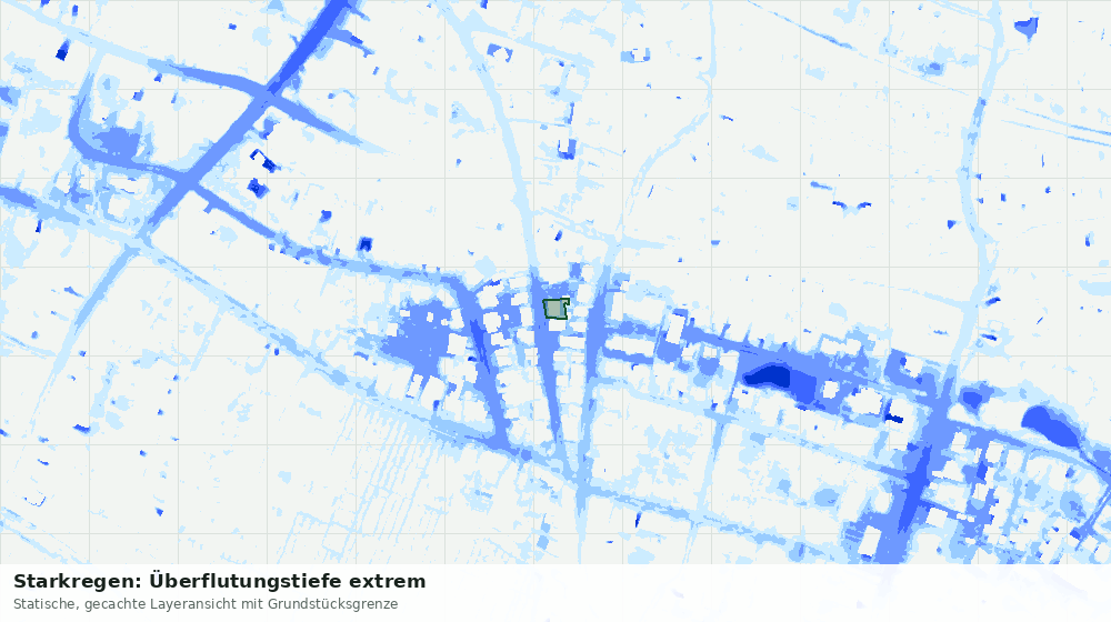 Statische Kartenansicht: Starkregen: Überflutungstiefe extrem