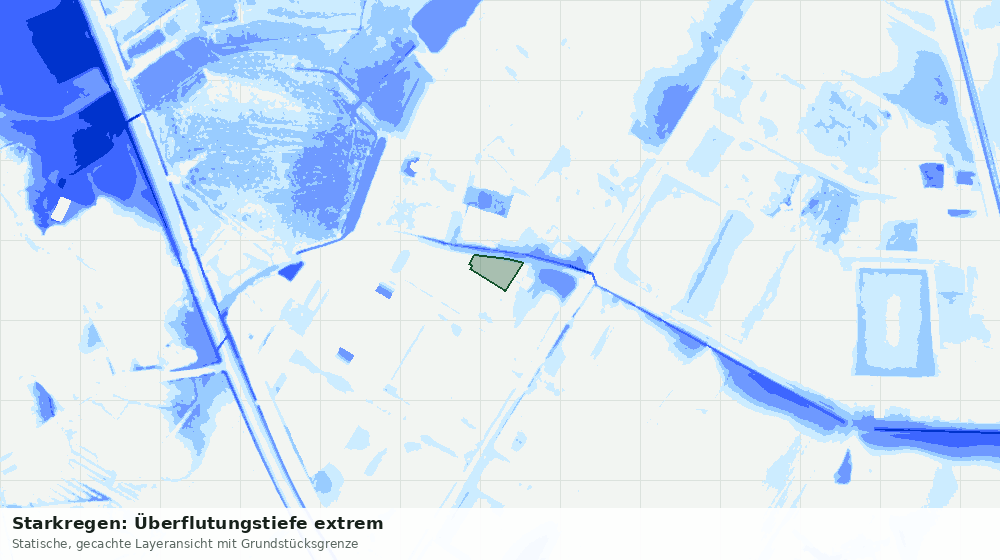 Statische Kartenansicht: Starkregen: Überflutungstiefe extrem