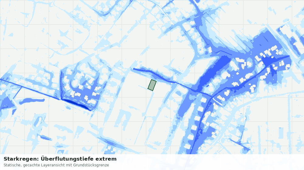 Statische Kartenansicht: Starkregen: Überflutungstiefe extrem