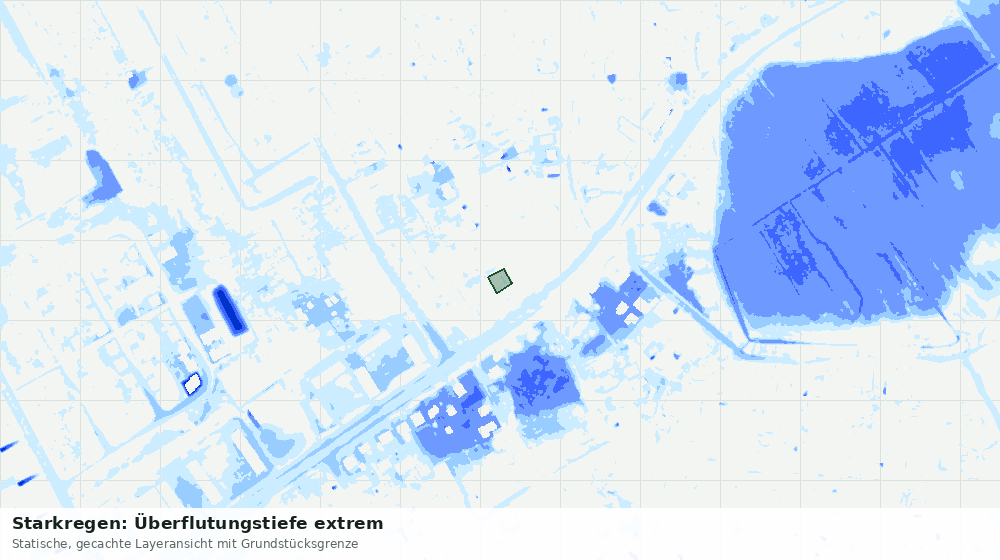 Statische Kartenansicht: Starkregen: Überflutungstiefe extrem