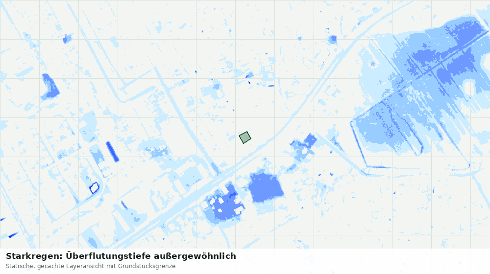 Statische Kartenansicht: Starkregen: Überflutungstiefe außergewöhnlich
