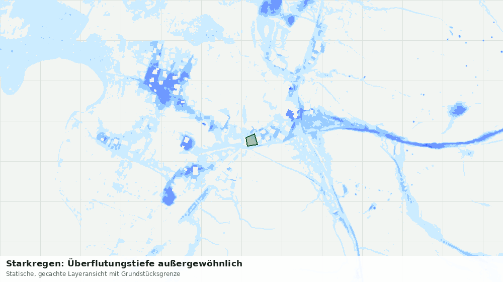 Statische Kartenansicht: Starkregen: Überflutungstiefe außergewöhnlich