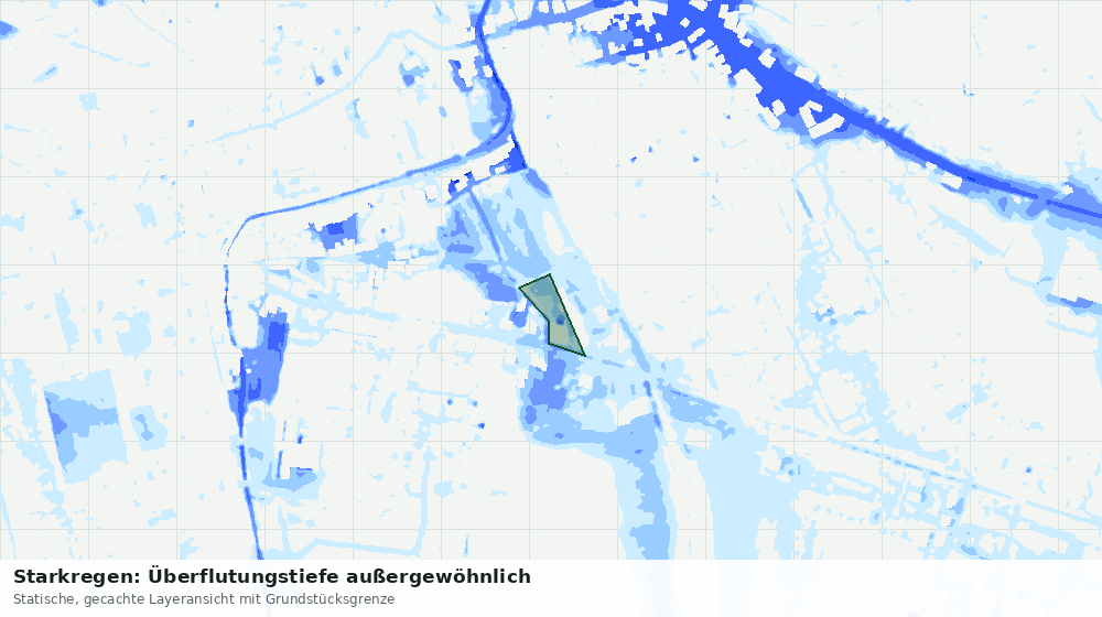 Statische Kartenansicht: Starkregen: Überflutungstiefe außergewöhnlich