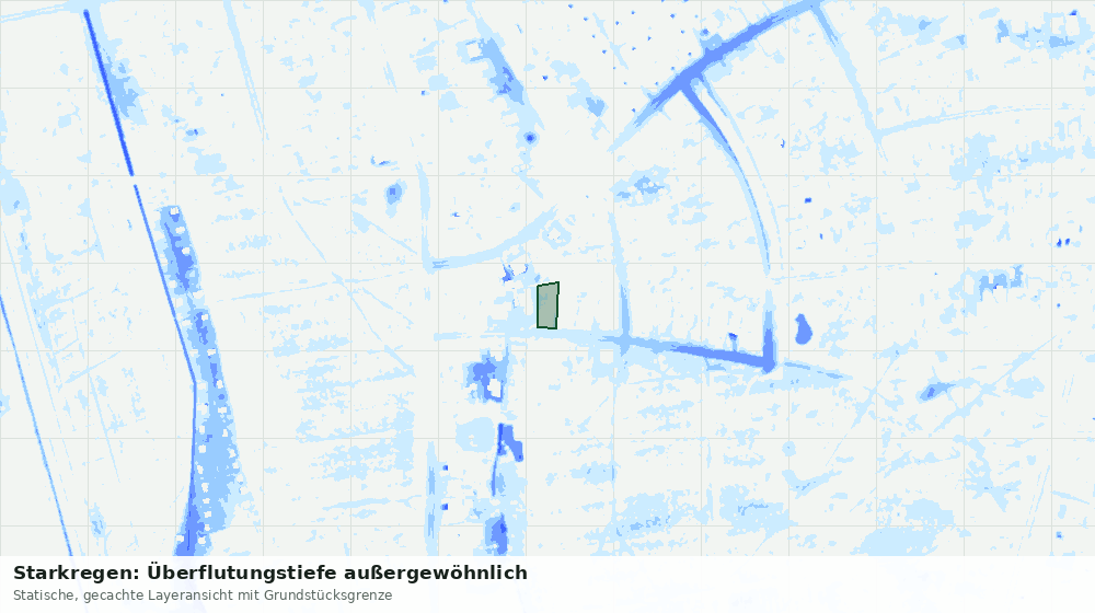 Statische Kartenansicht: Starkregen: Überflutungstiefe außergewöhnlich