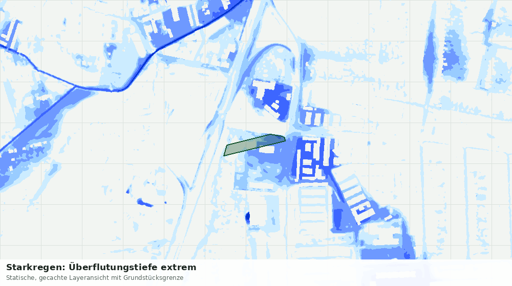 Statische Kartenansicht: Starkregen: Überflutungstiefe extrem