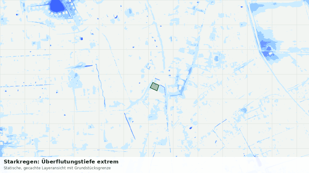Statische Kartenansicht: Starkregen: Überflutungstiefe extrem