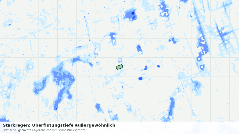 Statische Kartenansicht: Starkregen: Überflutungstiefe außergewöhnlich